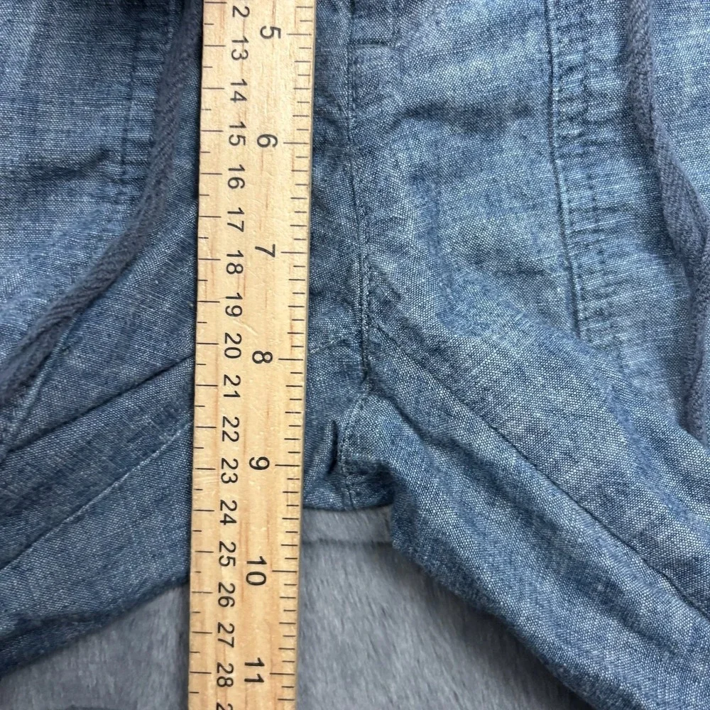 Banana Republic Martin Fit Blue Chambray Linen Blend Wide Leg Pants 0